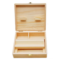 Load image into Gallery viewer, Natural Handmade Wood Tobacco Stash Box with Rolling Tray
